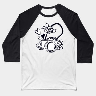 digital camera with flowers Baseball T-Shirt